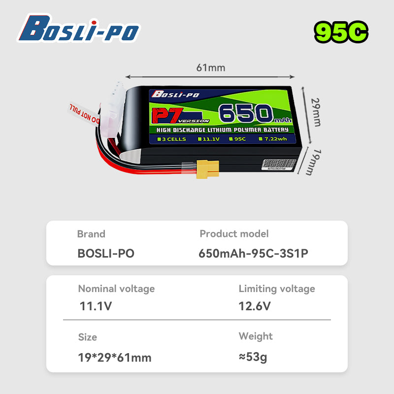 Boslipo P7 Versão 650mAh 95C B - Drone Battery 3S avaliação e preço